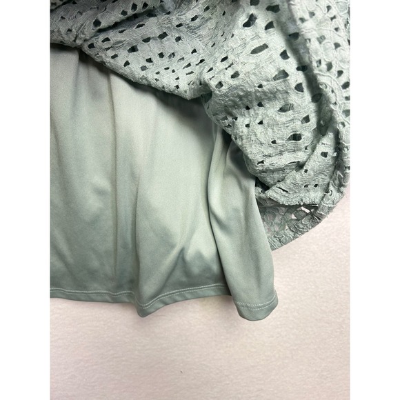 LC Lauren Conrad Square Neck Eyelet Puff Sleeve‎ Blouse Mint Green Size M - Picture 6 of 10